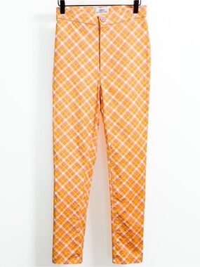 Urban Outfitters Ingrid Plaid Pants Orange Pink US 8 Retro Preppy